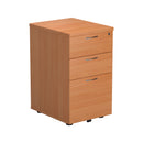 Front view of TC Beech 3-drawer under desk pedestal with sleek design and modern handle details.