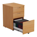 TC 3 Drawer Under Desk Pedestal in Beech, open with files and storage drawers, designed for office organization.