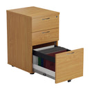 TC 3 Drawer Under Desk Pedestal in Nova Oak, featuring a sleek storage solution with three drawers for office organization.