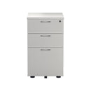 White TC 3 Drawer Under Desk Pedestal with front view, compact storage unit for office organization.