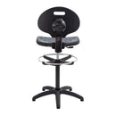 Black TC Factory Chair with adjustable draughtsmen kit, featuring ergonomic design and multiple height adjustments.