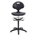 Black TC Factory Chair with adjustable draughtsmen kit, featuring ergonomic design and control levers for comfortable seating.