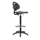 Black TC Factory Chair with fixed draughtsmen kit, ergonomic design, adjustable height, and sturdy construction for drafting work.