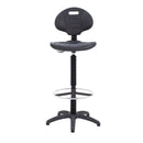 Black TC Factory chair with fixed draughtsmen kit, featuring ergonomic design and adjustable components for drafting work.