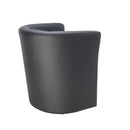 Black TC Tub Armchair with curved design and padded upholstery, shown from an angled side view.