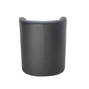 Black TC Tub Armchair viewed from an angle, showcasing its modern design and smooth curved shape.