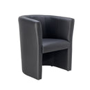 Black TC Tub Armchair with sleek curved design and cushioned seat, perfect for modern living spaces.
