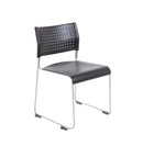 Twilight Stacker Chair by TC in dark gray with a modern design, featuring a cushioned seat and sleek metal legs.
