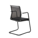 TC Urus Cantilever Chair with black upholstery and sleek metal frame, shown from the back angle.