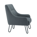 Side view of a luxurious pearl-colored reception chair by TC with elegant upholstery and modern design.