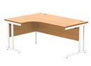 Front view of the TC Core Twin Upright Radial Desk in Norwegian Beech with a sleek, modern design and spacious workspace.