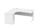 Core Twin Upright Radial Desk Bundle in Arctic White by TC, featuring a modern desk with clean lines and ample workspace.