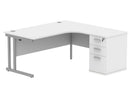 Core Twin Upright Radial Desk Bundle in Arctic White by TC, featuring a sleek modern design and ample workspace.