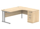 Core Twin Upright Radial Desk Bundle in Canadian Oak by TC, showing the front view of the desk with modern design and wood finish.