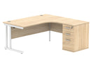 Core Twin Upright Radial Desk Bundle in Canadian Oak by TC, featuring sleek wood finish and contemporary office design.