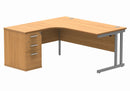 Core Twin Upright Radial Desk Bundle in Norwegian Beech by TC, showing the front view of the desk with a modern design.