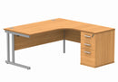 Core Twin Upright Radial Desk Bundle in Norwegian Beech by TC, showcasing the front view with wood finish and modern design.
