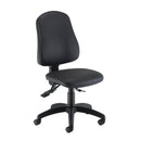 TC Calypso 2 Deluxe operator chair in black PU leather, front view showing ergonomic design and adjustable armrests.