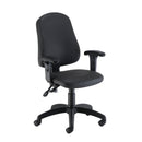 Black PU Calypso 2 High Back Operator Chair by TC, front view showing ergonomic design and adjustable features.