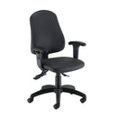 Black TC Calypso Ergo 2 Lever Office Chair with lumbar pump and PU upholstery, shown from front at a 45-degree angle.