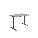 Core single motor sit-stand desk in Alaskan Grey Oak finish by TC, showing the front view with adjustable height mechanism.