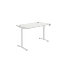 Core single motor sit-stand desk in Arctic White by TC, front view showing sleek design and adjustable height features.