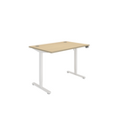 Front view of TC Core single motor sit-stand desk in Canadian Oak finish, showcasing clean design and adjustable height features.