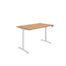 Core single motor sit-stand desk in Norwegian beech finish, featuring a sleek design and adjustable height for ergonomic workspace.