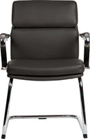 Teknik Office Deco Retro Faux Leather Cantilever Chair with matching removable arm covers, black color, modern office seating