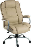 Teknik Goliath Duo heavy-duty bonded leather executive office chair with padded armrests and contrast piping, black and gray design.