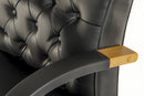 Teknik Warwick Noir bonded leather traditional button back office chair with light oak effect arms and base, ergonomic and stylish.