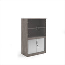 Systems Combination Unit With Tambour Doors And Glass Upper Doors - Grey Oak - NWOF
