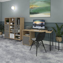 Tikal Straight Desk With Hairpin Legs & Support Pedestal With Cupboard Door - NWOF