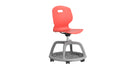 Titan Arc Community Chair in living coral color, front view showing modern design and comfortable seating.