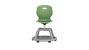 Titan Arc Community Chair in forest green fabric with wooden legs, front view showcasing modern design and comfortable seating.