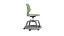 Titan Arc Community Chair with wooden armrests and forest green fabric upholstery, shown from side view.