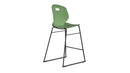 Titan Arc High Stool Size 5 with a forest green seat and sturdy wooden legs, viewed from the rear.