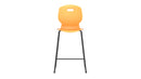 Titan Arc High Stool Size 5 with a marigold-colored seat and sturdy wooden legs, shown from the front.