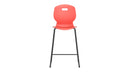 Titan Arc High Stool Size 6 in living coral with a sleek modern design and sturdy legs, viewed from the front.