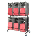 Titan Folding Chair Trolley for 140 chairs, black metal frame with wheels, designed for easy transport and storage.