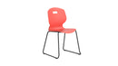 Titan Arc Skid Chair Size 6 in living coral, front view showing sleek modern design and curved armrests.
