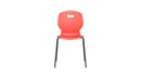 Titan Arc 4 Leg Chair in living coral color, front view showing sturdy wooden legs and upholstered seat in size 6.