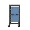Titan storage unit with two large trays in blue, featuring sturdy construction and easy access for organized storage.