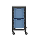 Titan storage unit with two large trays in blue, featuring a sturdy metal frame and easy-access front view.