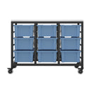 Blue Titan storage unit with nine medium trays, sturdy plastic organizer for versatile storage solutions.