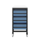 Blue Titan storage unit with nine medium trays, side view showing organized compartments and sturdy construction.