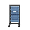 Blue Titan storage unit with six small trays, ideal for organizing small items in a durable plastic construction.
