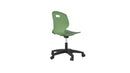 Titan Arc Swivel Chair with forest green fabric and swivel base, shown from rear angle.