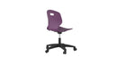 Titan Arc Swivel Chair with a grape-colored fabric seat and a metal swivel base, shown from the rear angle.