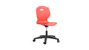 Titan Arc Swivel Chair with coral fabric upholstery, featuring a swivel base and modern design, shown from the front.